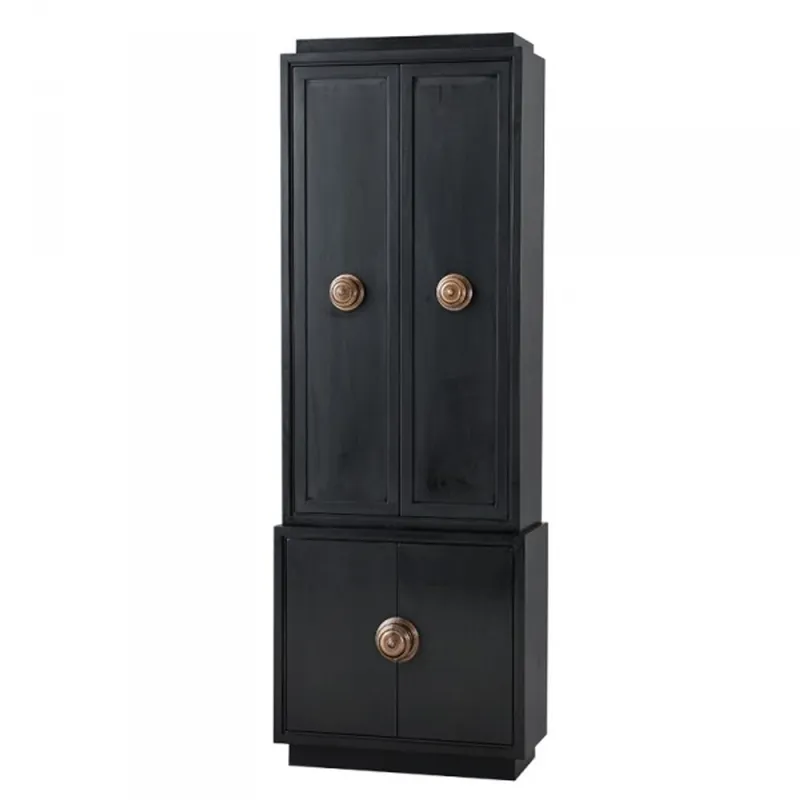 Casa Padrino Luxus Schrank Schwarz Massivholz Messing Griffe - Wohnzimmer Schrank Barock Jugendstil Rokoko Ladeneinrichtung - Luxus Hotel & Boutique Möbel Top-Preis