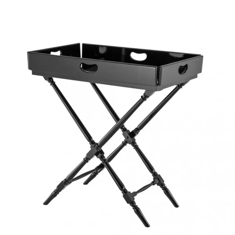 Casa Padrino Luxus Bar Tisch Schwarz mit abnehmbaren aufklappbaren Tablett Schwarz hochglanz - Neoklassisch - Hotel Restaurant Möbel Versand Am Gleichen Tag