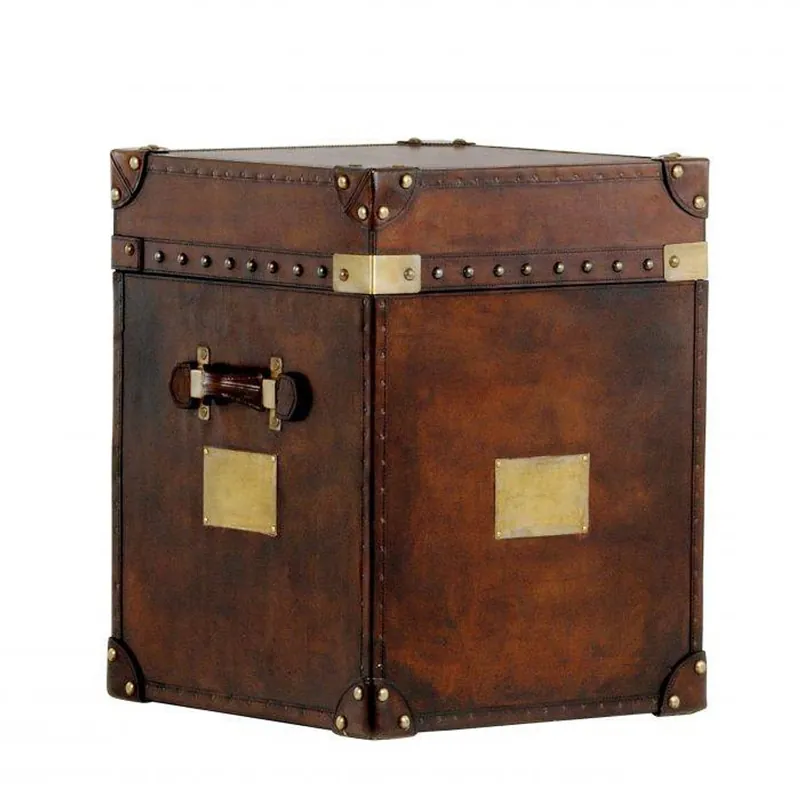 Casa Padrino Luxus Koffer Schrank Truhe Vintage Leder Braun - Art Deco Barock Jugendstil Kofferschrank Nachtschrank Bestpreis