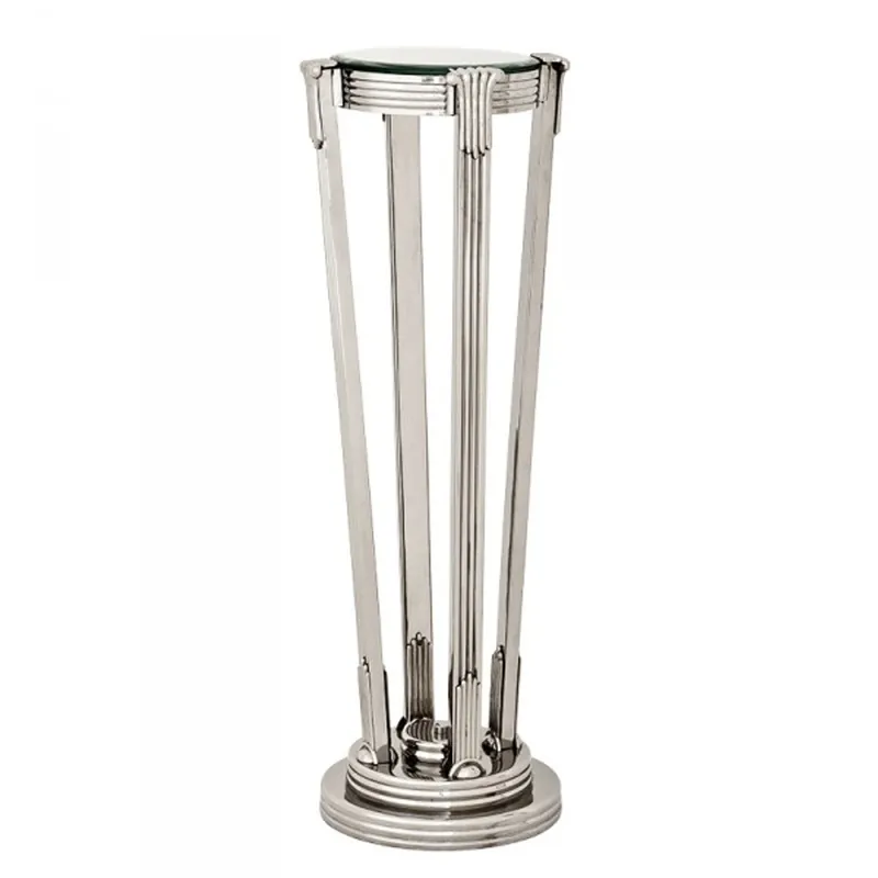 Casa Padrino Luxus Barock Beistelltisch / Säule Messing Vintage Nickel Finish 36 x H 105.5 cm - Tisch Möbel Günstig