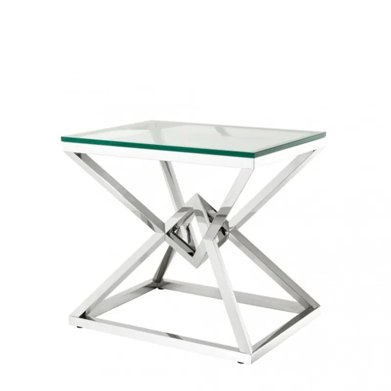 Casa Padrino Luxus Beistelltisch Edelstahl Nickel Finish 65 x 50 x H 60 cm - Tisch Möbel Preiswert