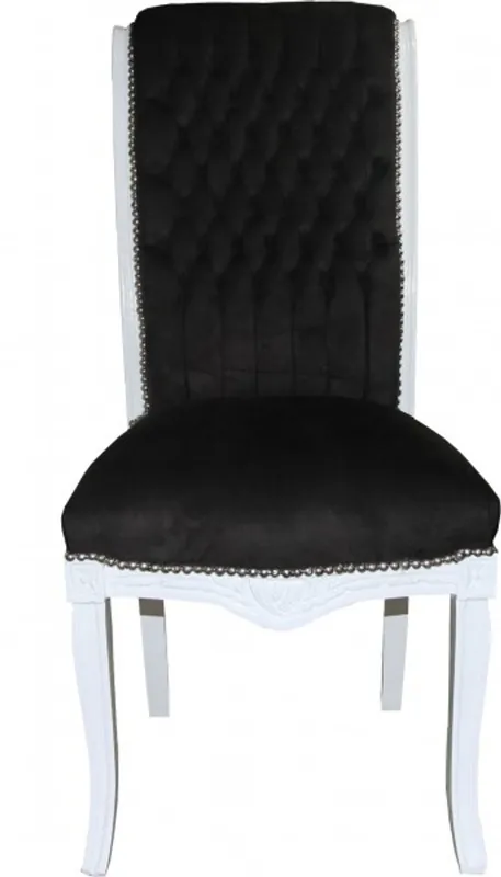 Neu Im Sortiment Casa Padrino Barock Hochlehner Esszimmer Stuhl Schwarz/Weiss - Hochlehnstuhl Möbel - Barock Möbel - Limited Edition