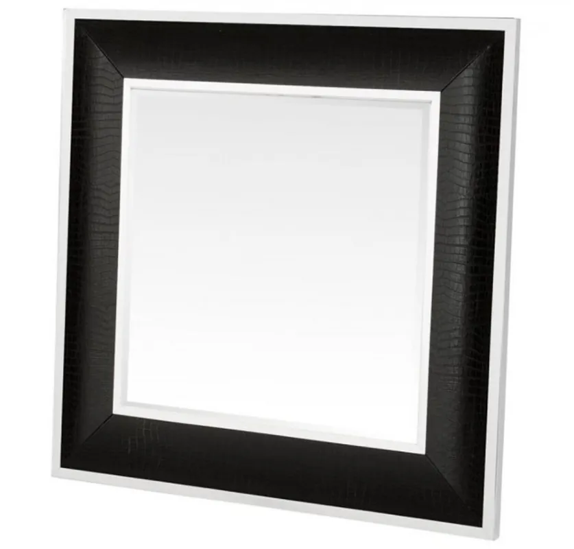 Casa Padrino Designer Luxus Wandspiegel Alligator Schwarz 100 x H 100 cm - Luxus Qualität Saisonangebot