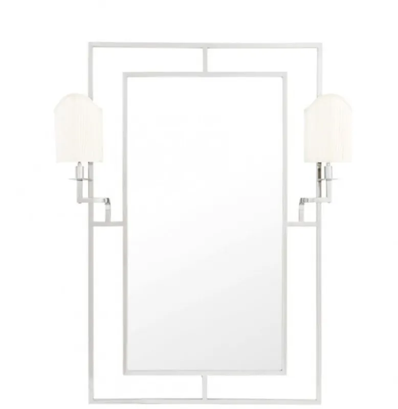 Casa Padrino Luxus Designer Wandspiegel Nickel 113 x H 140 cm - Luxus Hotel Spiegel Zertifiziert