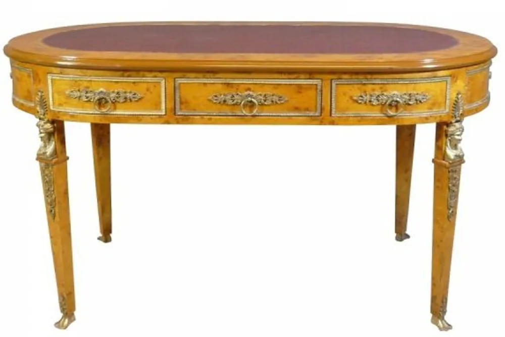Direktkauf Casa Padrino Luxus Barock Empire Schreibtisch Sekretär 3 Schubladen 150 cm - Handgefertigt aus Massivholz - Barock Schreibtisch Büro Möbel