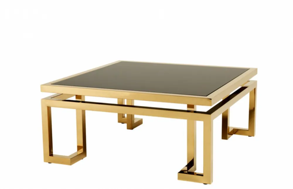 Casa Padrino Luxus Art Deco Designer Couchtisch Gold mit schwarzem Glas - Wohnzimmer Salon Tisch - Luxus Kollektion Highlight