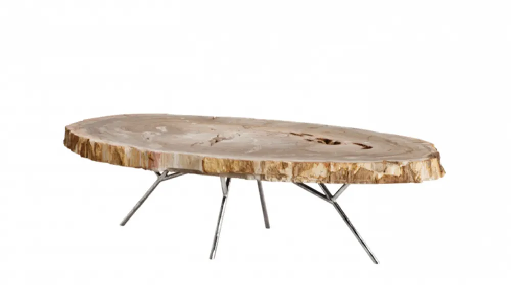 Casa Padrino Luxus Art Deco Designer Couchtisch aus versteinertem Holz - Wohnzimmer Salon Tisch - Limited Edition Direkt Vom Hersteller