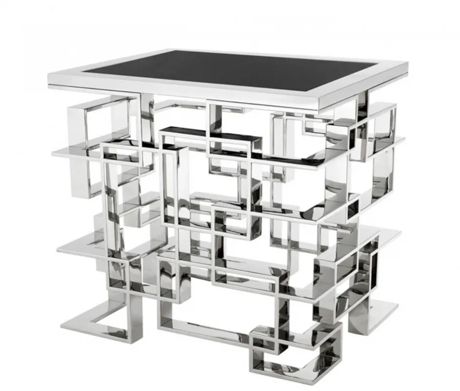Casa Padrino Luxus Art Deco Designer Beistelltisch mit schwarzer Granitplatte - Luxus Kollektion Preis Gesenkt