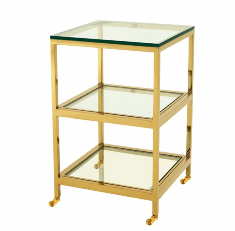 Garantierte Lieferung Casa Padrino Luxus Art Deco Designer Beistelltisch Gold 45 x 45 x H. 71 cm - Designer Beistelltisch Möbel