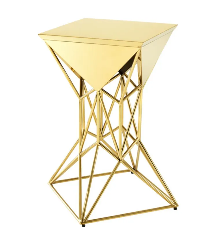 Zertifiziert Casa Padrino Luxus Art Deco Designer Beistelltisch Gold 36 x 36 x H. 60 cm - Luxus Designer Tisch
