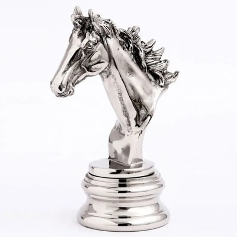 Bestseller Casa Padrino Figur Pferd auf Sockel Aluminium vernickelt 15.5 x 10 x H23 cm - Edel & Prunkvoll