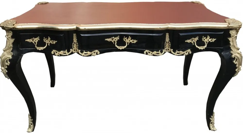 Top-Seller Casa Padrino Luxus Barock Schreibtisch Schwarz / Gold / Bordeaux Sekretär Luxus Möbel