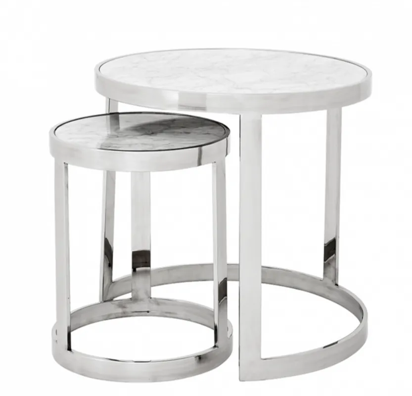 Casa Padrino Luxus Art Deco Designer Beistelltisch 2er Set - Luxus Hotel Tisch Sonderaktion