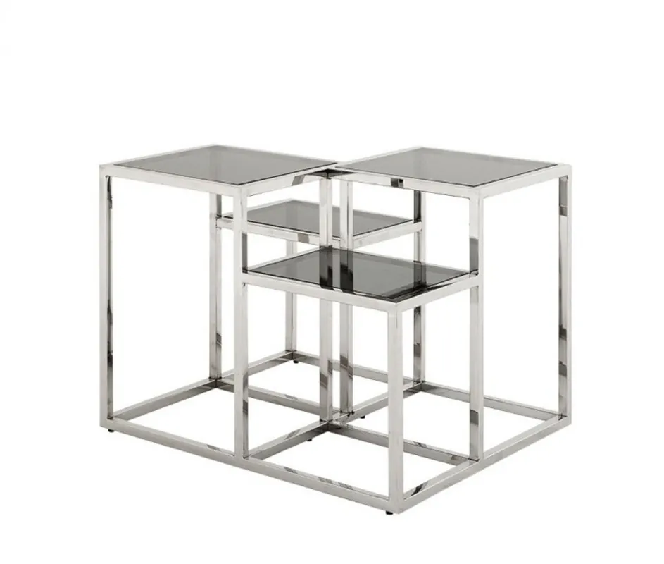 Casa Padrino Luxus Art Deco Designer Beistelltisch mit Rauchglas - Luxus Qualität Letzte Chance