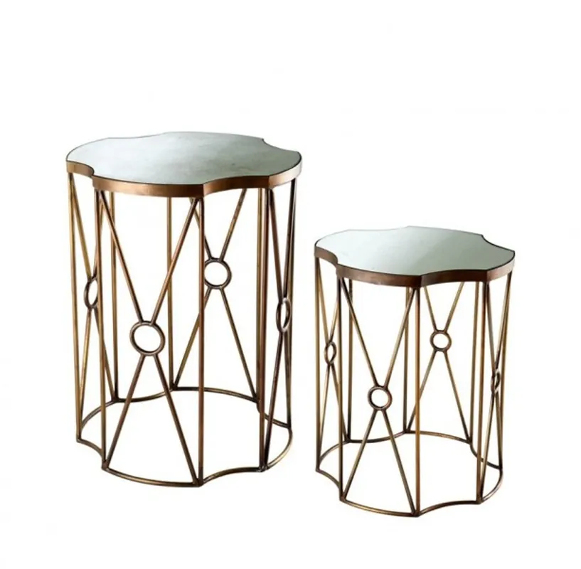 Casa Padrino Luxus Art Deco Designer Beistelltisch 2er Set Antik Messing - Hotel Tisch Möbel Neu Im Sortiment