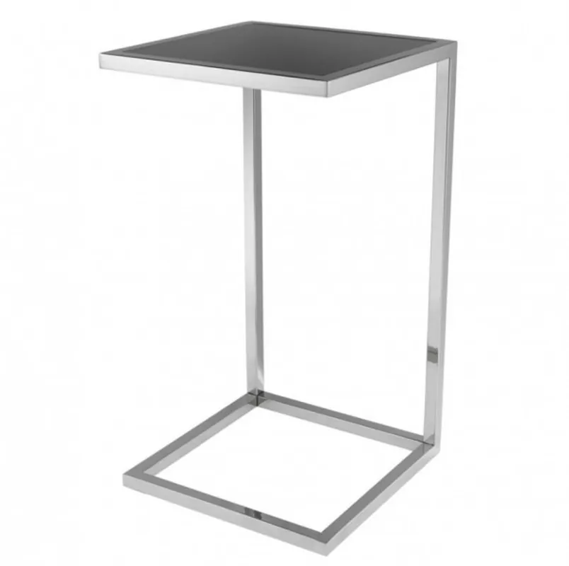 Casa Padrino Luxus Art Deco Designer Beistelltisch Nickel mit schwarzem Glas - Luxus Qualität Kracherpreis