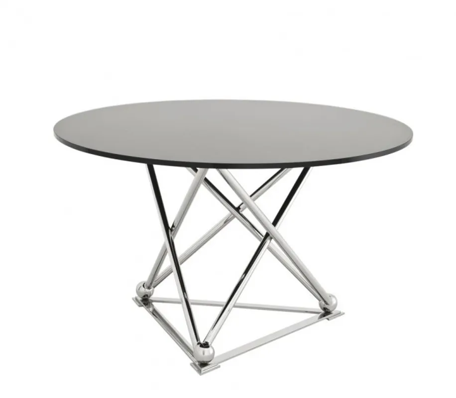 Versand Am Gleichen Tag Casa Padrino Designer Luxus Esstisch mit schwarzem Glas 130 x H. 75 cm - Esszimmer Tisch