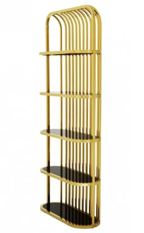 Finale Aktion Casa Padrino Luxus Regal Schrank Gold mit schwarzem Glas - Luxus Kollektion