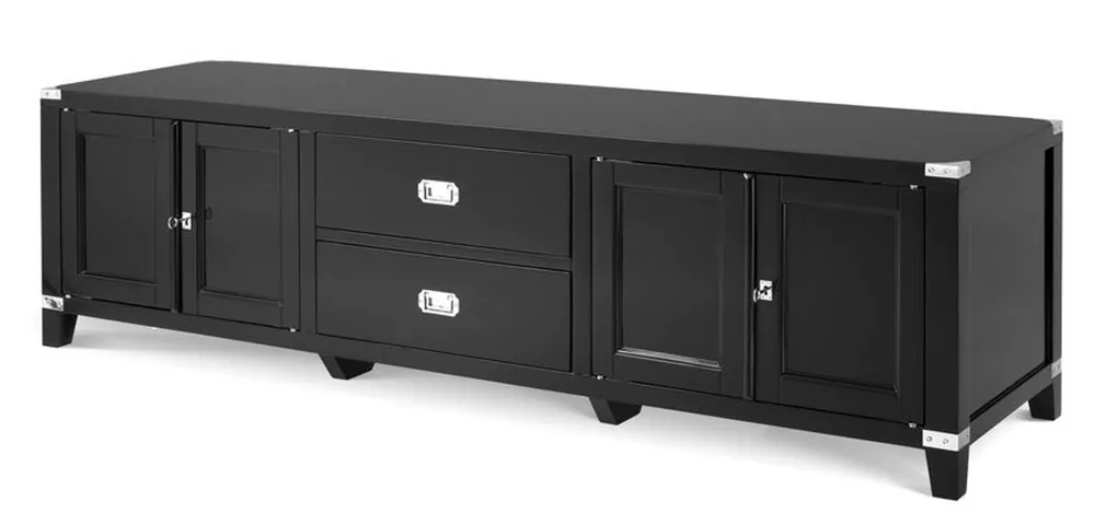 Casa Padrino Luxus Birkenholz Fernsehschrank Schwarz 180 x 50 x H. 50 cm - Luxus TV Schrank Neue Kollektion