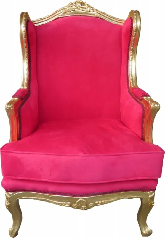 Billig Casa Padrino Barock Lounge Thron Sessel Rot / Gold - Ohren Sessel - Ohrensessel Tron Stuhl