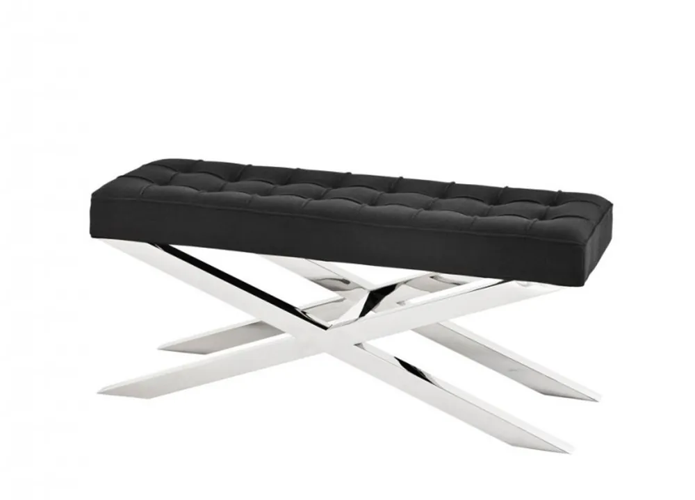 Casa Padrino Luxus Sitzbank Mod2 Schwarz 120 x 42,5 x H. 53,5 cm - Luxus Kollektion Bestpreis