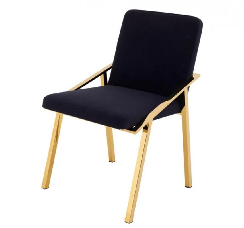 Casa Padrino Luxus Designer Stuhl Schwarz Gold - Luxus Kollektion Echt