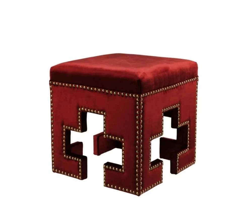 Abverkauf Casa Padrino Luxus Hocker Rot 41 x 41 x H. 45 cm - Club Hotel Hocker