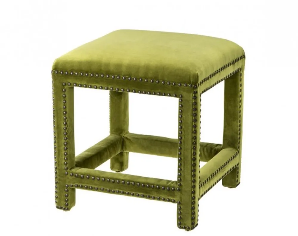 Casa Padrino Luxus Hocker Grün 47 x 47 x H. 52,5 cm - Luxus Möbel Abverkauf