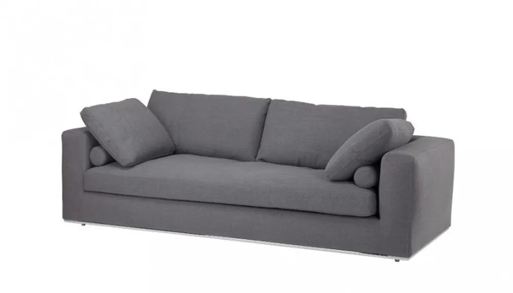 Sonderangebot Casa Padrino Luxus Sofa Dunkelgrau mit poliertem Stahl Sockel - Luxus Kollektion