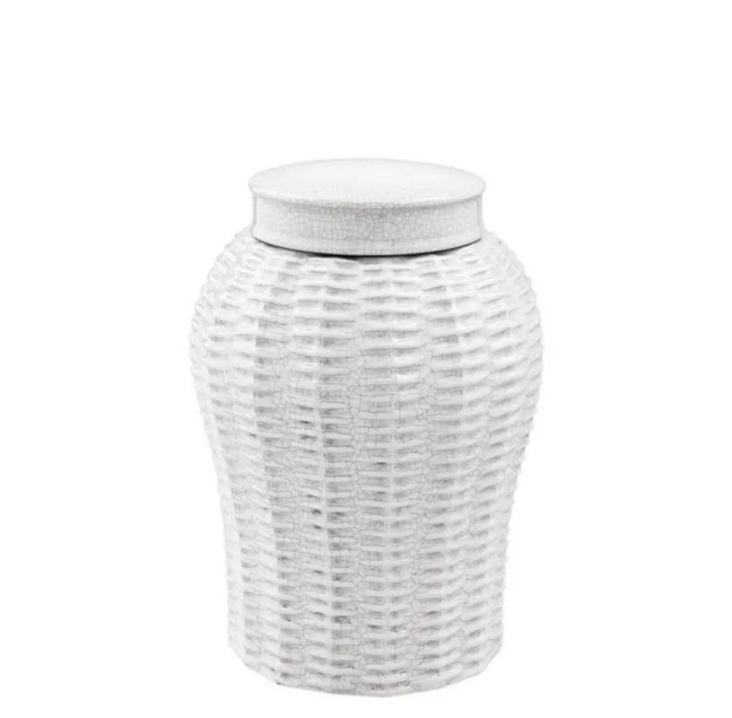 Aktuell Casa Padrino Designer Keramik Vase mit Deckel Weiß Durchmesser 18 x H. 26 cm - Luxus Vase