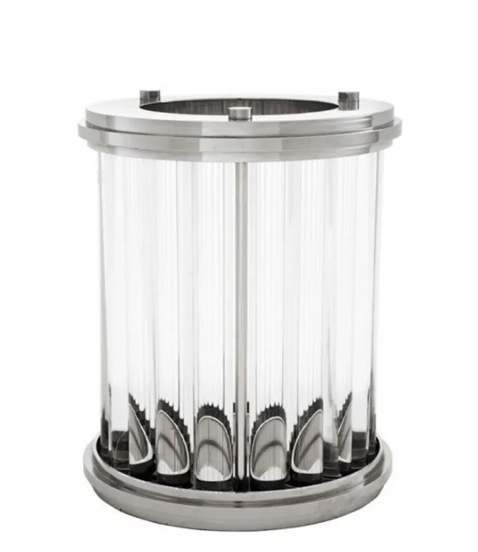 Must-Have Casa Padrino Luxus Windlicht / Kerzenleuchter Nickel Finish 26,5 x H. 33,5 cm - Designer Windlicht