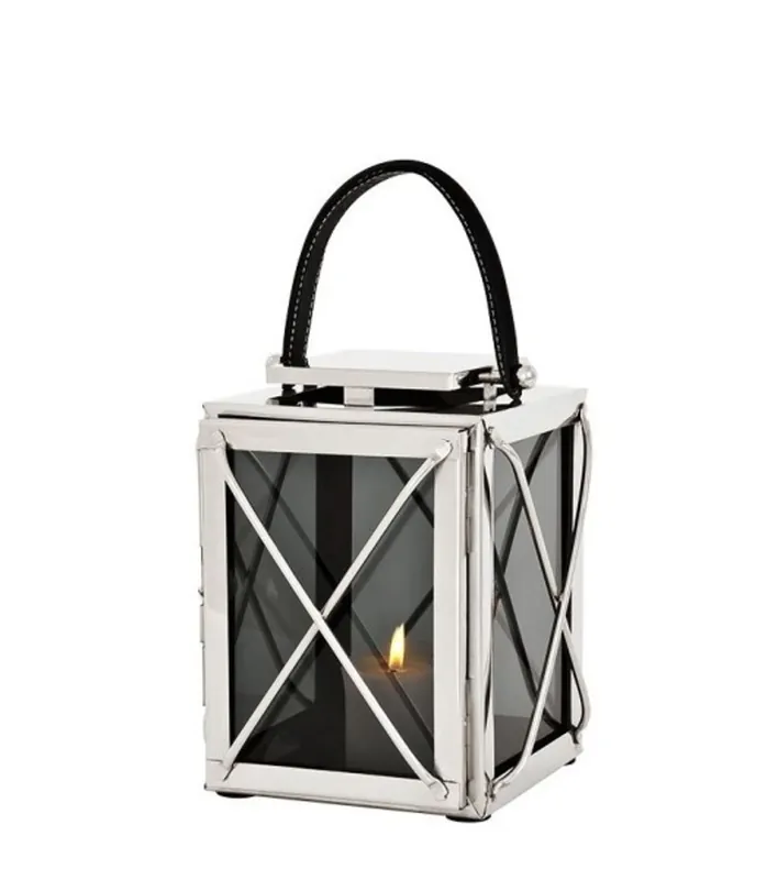 Casa Padrino Designer Deco Laterne Nickel Finish 18 x 18 x H. 25 cm - Luxus Hotel Restaurant Laterne Must-Have