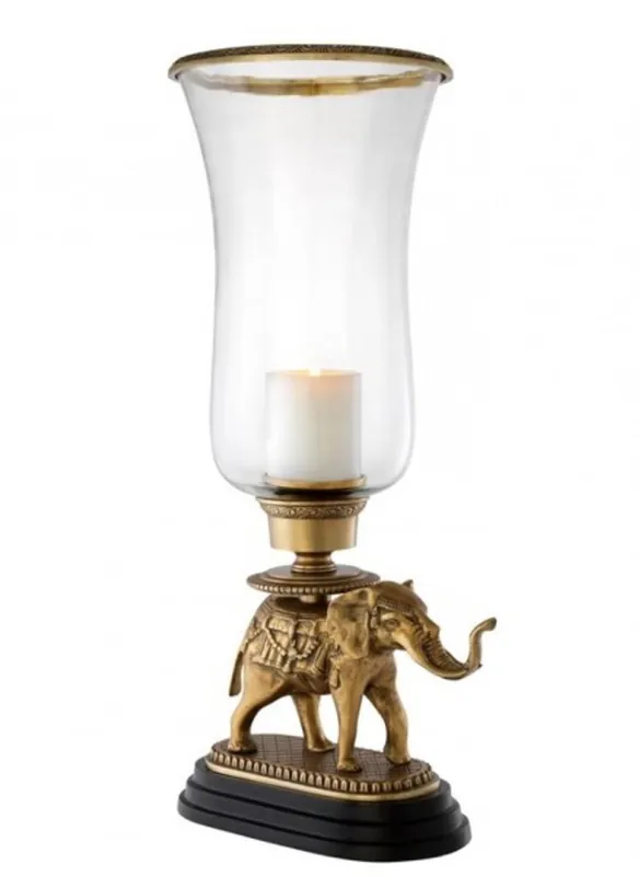 Casa Padrino Luxus Kerzenhalter Elefant Messing Finish mit Granit Sockel - Luxus Hotel Accessoires Top-Angebot