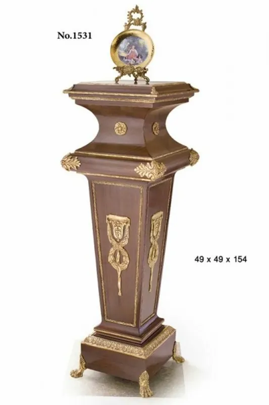 Casa Padrino Barock Säule mit Marmorbesatz 49 x 49 x H. 154 cm - Barock Möbel Echt