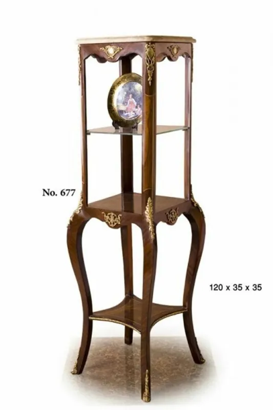 Geprüft Casa Padrino Barock Beistelltisch mit Marmorplatte 35 x 35 x H. 120 cm - Luxus Beistelltisch