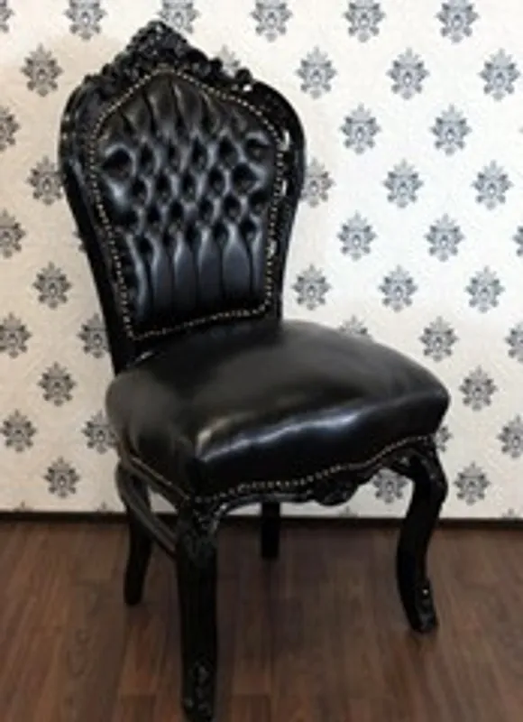 Sofort Bestellen Casa Padrino Barock Esszimmer Stuhl Schwarz Lederoptik / Schwarz - Antik Stil Möbel