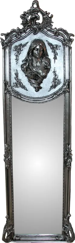 Casa Padrino Luxus Barock Wandspiegel Madonna Silber 175 x 55 cm - Massiv und Schwer - Antik Stil Spiegel Online Kaufen
