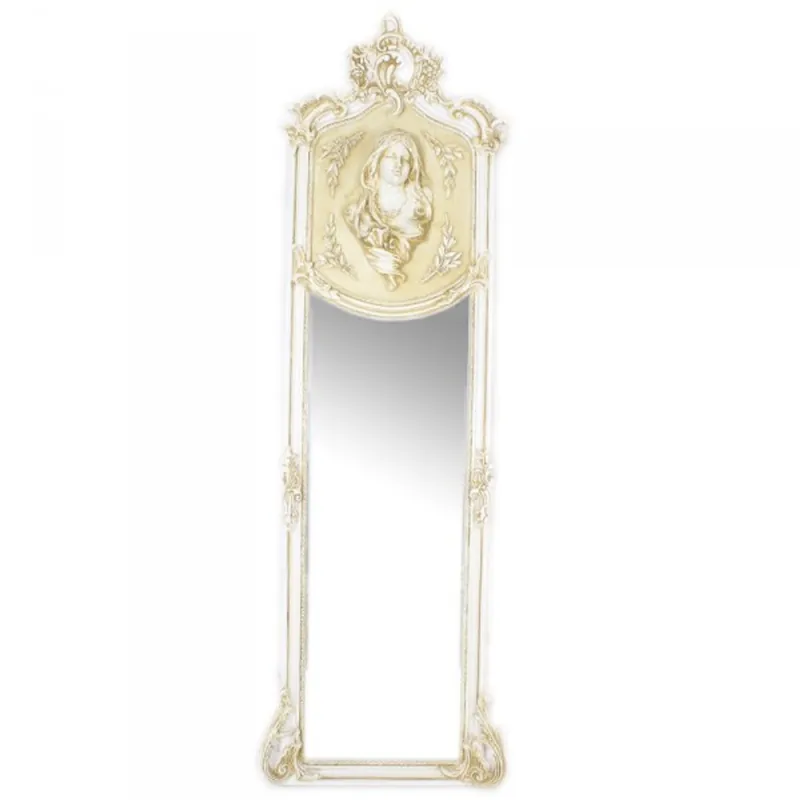 Casa Padrino Luxus Barock Wandspiegel Madonna Creme 175 x 55 cm - Massiv und Schwer - Antik Stil Spiegel Direkt Vom Hersteller