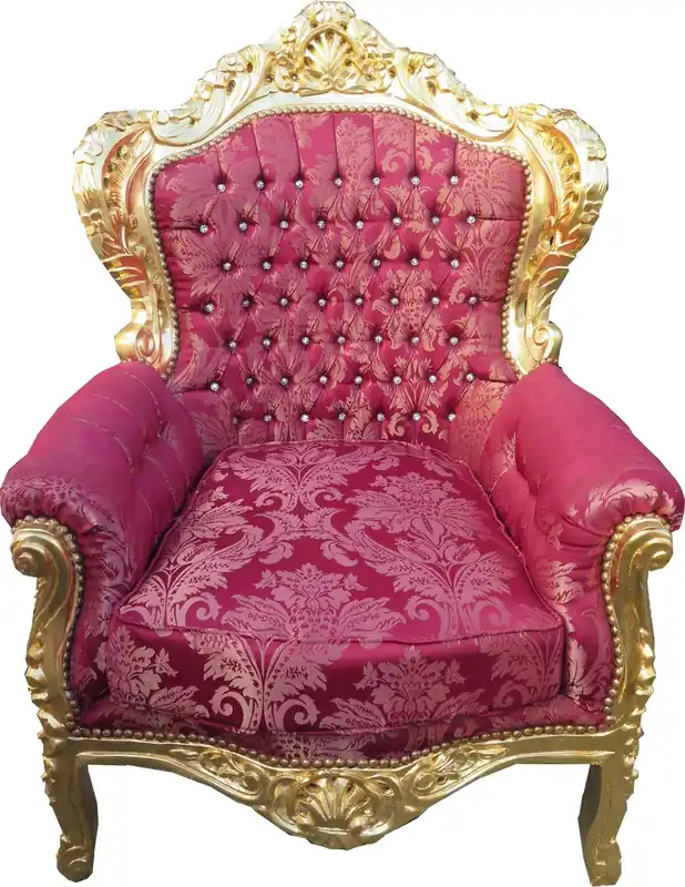 Casa Padrino Barock Sessel "King" Bordeaux Bouquet Muster / Gold mit Bling Bling Glitzersteinen - Möbel Antik Stil Top-Angebot