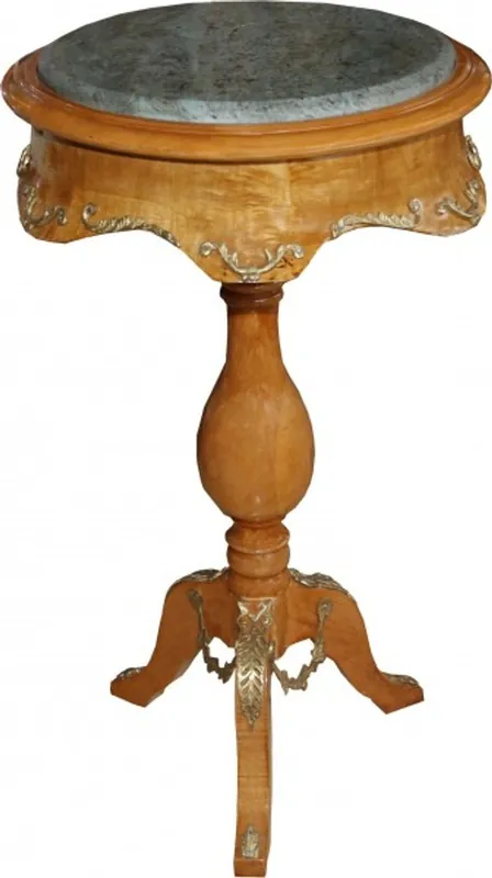 Nur Heute Casa Padrino Barock Beistelltisch Modell Mahagoni Hellbraun mit Marmorplatte 70 x 41 cm