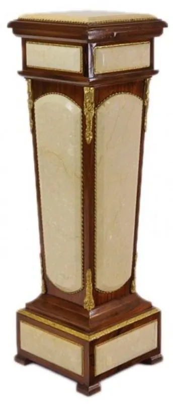 Casa Padrino Barock Säule Mahagoni / Creme mit Marmorbesatz Preiswert