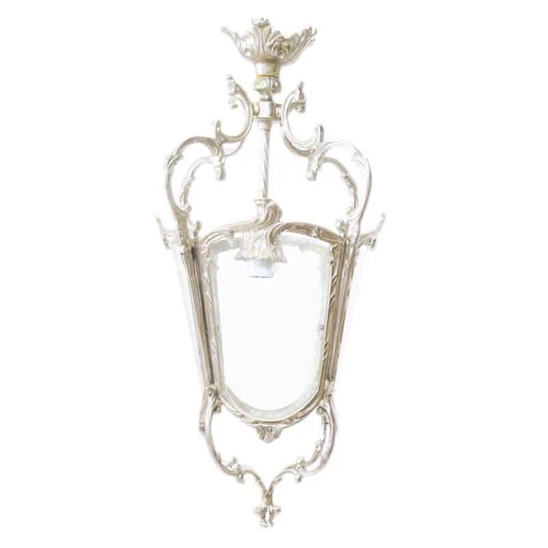 Günstig Casa Padrino Antik Stil Barock Decken Hängeleuchte 35 x 35 x H 70 cm - Glas / Silber - Laterne Hängelaterne