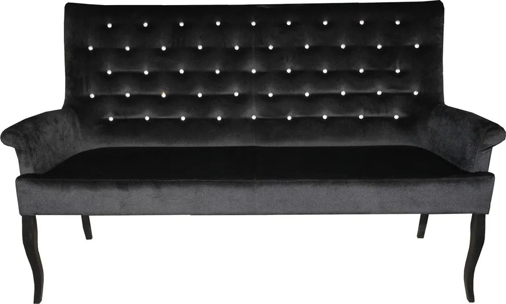 Begrenztes Angebot Casa Padrino Chesterfield Sitzbank / Sofa mit Bling Bling Glitzersteinen Schwarz B 180 cm, H 100 cm, T 67 cm - Esszimmer Bank - Limited Edition