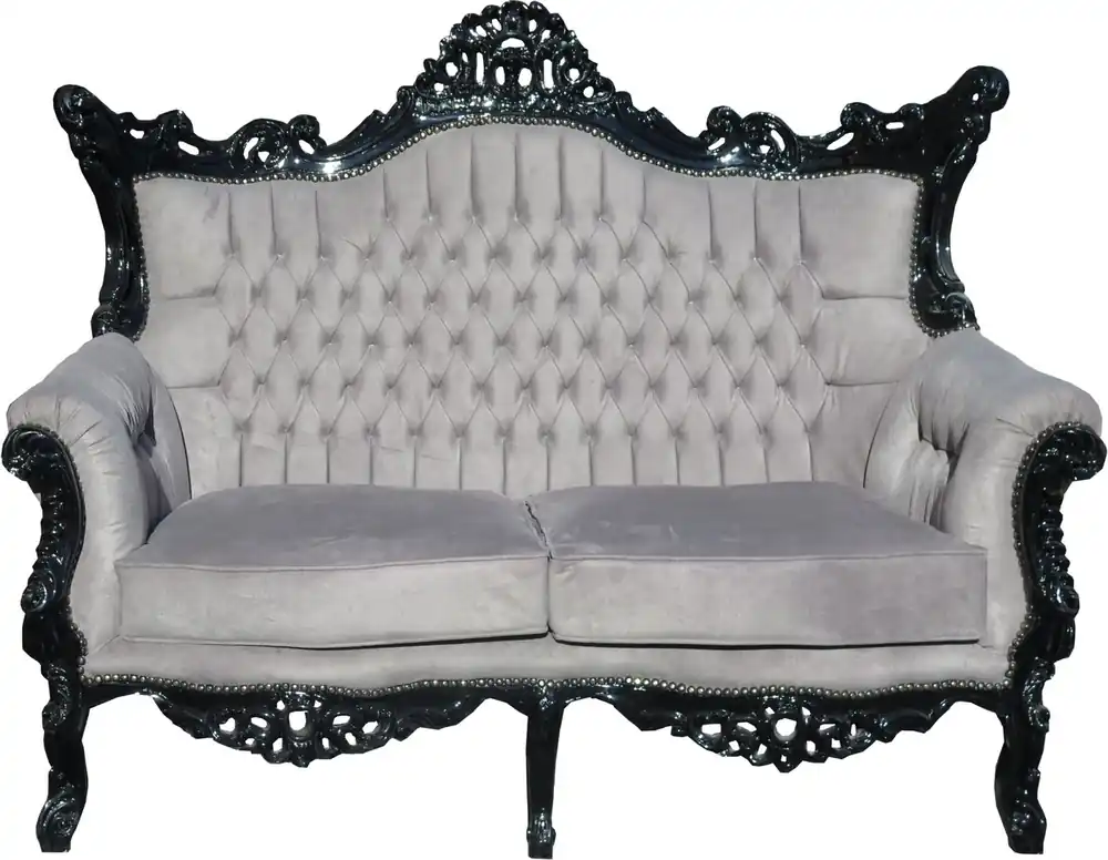 Casa Padrino Barock 2-er Sofa Master Grau / Schwarz - Antik Stil Wohnzimmer Möbel - Limited Edition Garantierte Lieferung