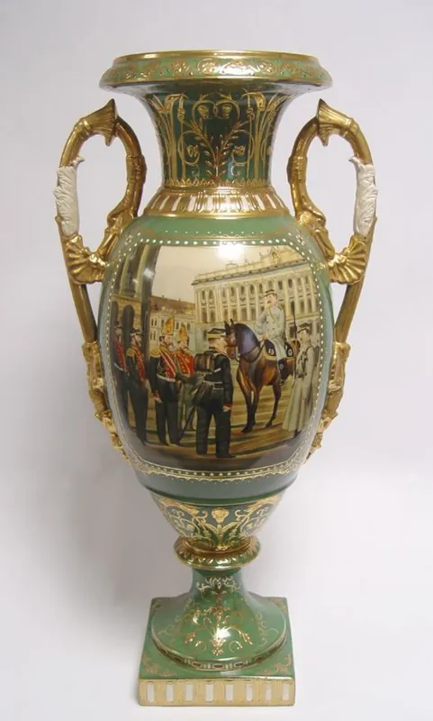Heißes Angebot Casa Padrino Barock Porzellan Vase mit 2 Griffen H. 54 cm - Luxus Hotel Vase