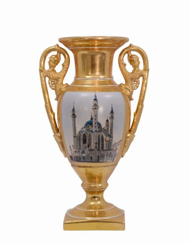 Casa Padrino Luxus Barock Porzellan Vase mit 2 Griffen H. 35,3 cm - Hotel Vase Super-Preis