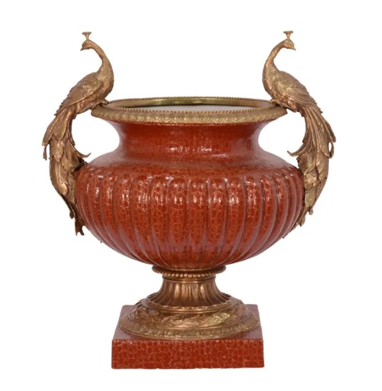 Casa Padrino Luxus Porzellan Vase mit 2 Griffen H. 48,8 cm - Barock Vase Sofort Bestellen