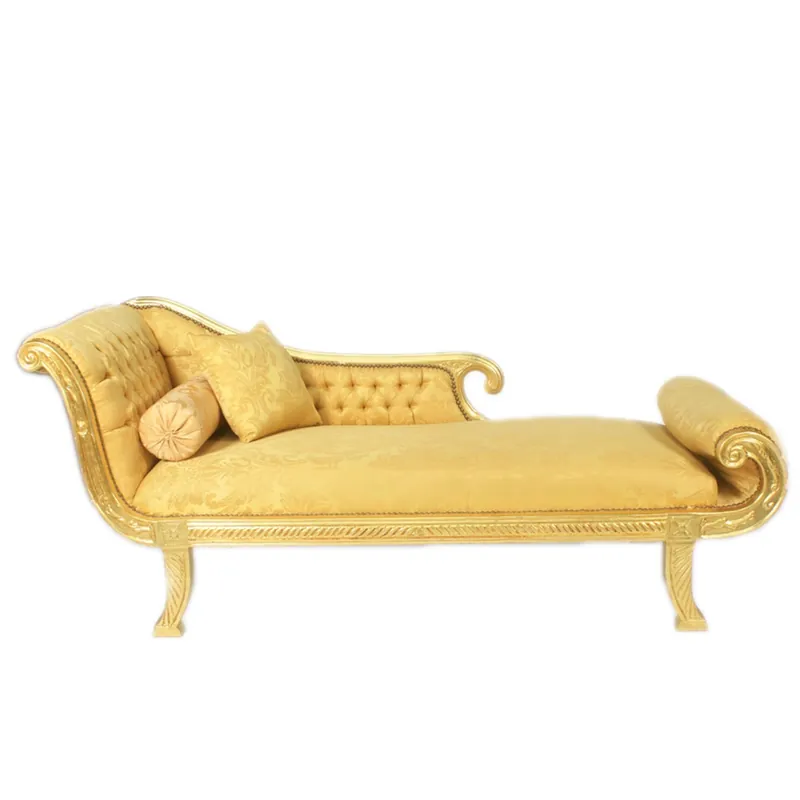 Markenprodukt Casa Padrino Barock Chaiselongue Modell XXL Gold Muster / Gold Linke Seite - Antik Stil - Recamiere Wohnzimmer Möbel