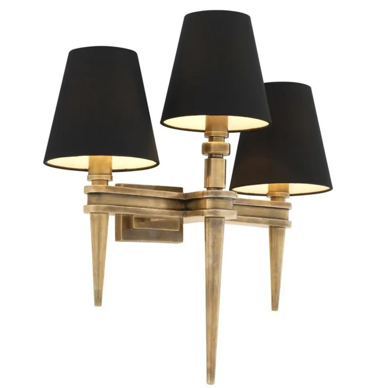 Direkt Vom Hersteller Casa Padrino Designer Messing 3er Wandleuchte 46 x 23,5 x H 50 cm - Luxus Wandlampe