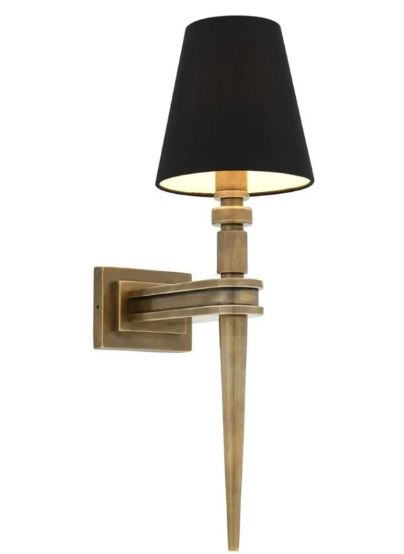 Casa Padrino Designer Messing Wandleuchte 15 x 23,5 x H. 50 cm - Luxus Wandlampe Sonderaktion